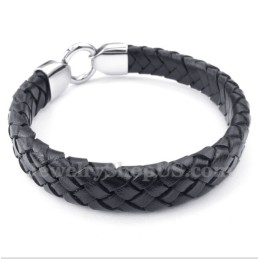 Bracciale Da Uomo In Titanio E Pelle Nera