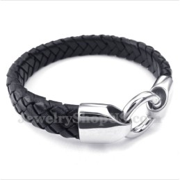Bracciale Da Uomo In Titanio E Pelle Nera
