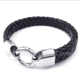 Bracciale Da Uomo In Titanio E Pelle Nera