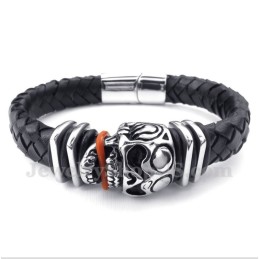 Bracciale Da Uomo In Pelle Con Teschio In Titanio