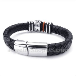 Bracciale Da Uomo In Pelle Con Teschio In Titanio