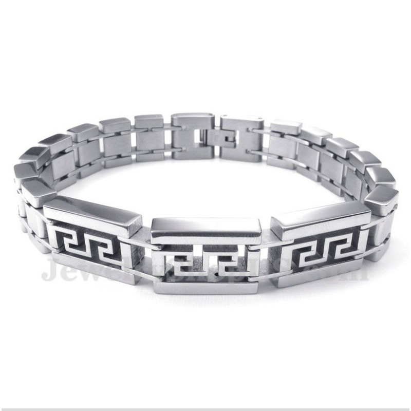 Bracciale Da Uomo In Titanio Con Motivo A Meandro Greco Bracciale Da Uomo In Titanio Con Motivo A Meandro Greco
