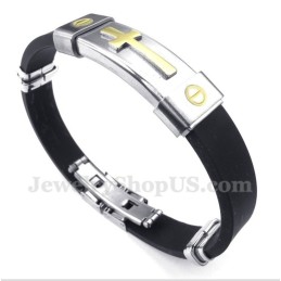 Bracciale Da Uomo Con Croce In Gomma E Titanio