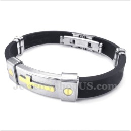 Bracciale Da Uomo Con Croce In Gomma E Titanio
