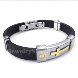 Bracciale Da Uomo Con Croce In Gomma E Titanio
