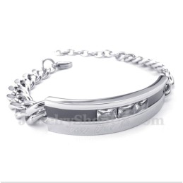 Bracciale Da Uomo In Titanio Con Cristallo Nero Per Coppia