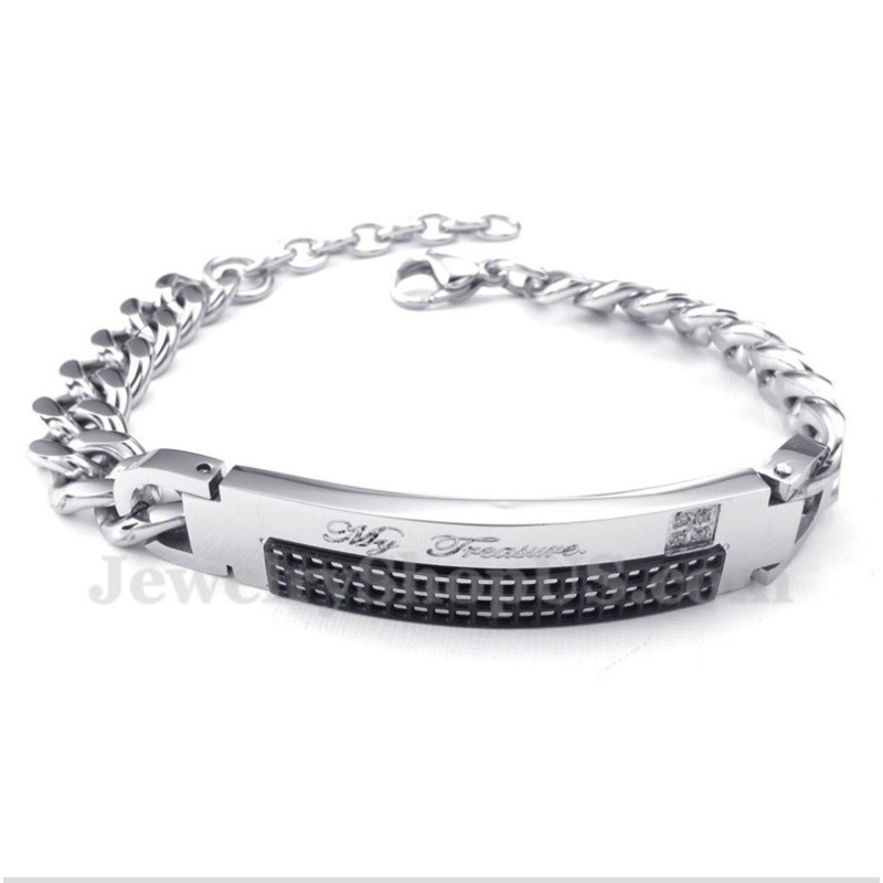 Bracciale Da Uomo In Titanio Con Diamanti Neri Per Coppie Bracciale Da Uomo In Titanio Con Diamanti Neri Per Coppie