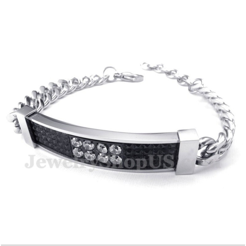Bracciale Da Uomo In Titanio Con Diamanti Neri Per Coppie Bracciale Da Uomo In Titanio Con Diamanti Neri Per Coppie