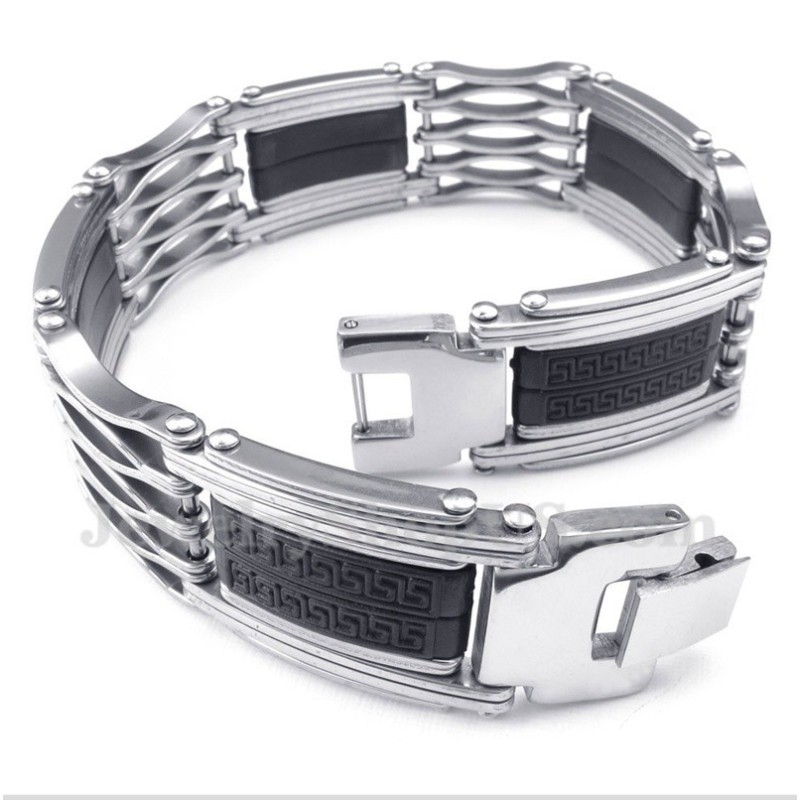 Bracciale Da Uomo In Titanio Con Motivo A Meandro Greco Bracciale Da Uomo In Titanio Con Motivo A Meandro Greco