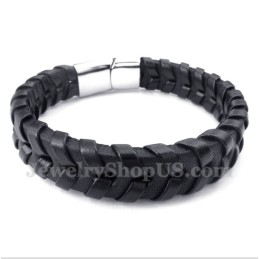 Bracciale In Titanio E Pelle Da Uomo