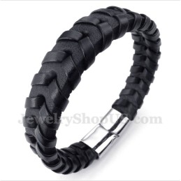 Bracciale In Titanio E Pelle Da Uomo