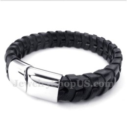 Bracciale In Titanio E Pelle Da Uomo