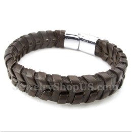 Bracciale In Titanio E Pelle Da Uomo