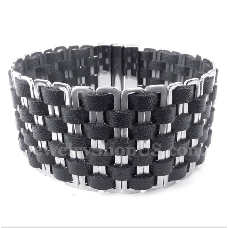 Bracciale In Titanio E Pelle Da Uomo Bracciale In Titanio E Pelle Da Uomo