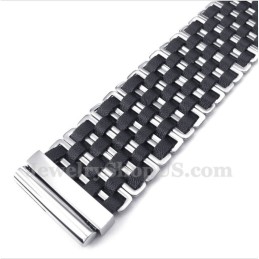 Bracciale In Titanio E Pelle Da Uomo