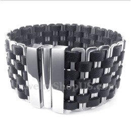 Bracciale In Titanio E Pelle Da Uomo