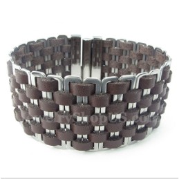 Bracciale In Titanio E Pelle Da Uomo