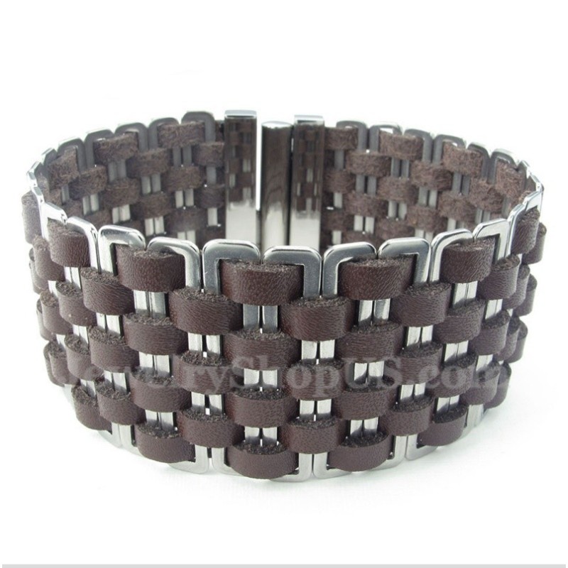 Bracciale In Titanio E Pelle Da Uomo Bracciale In Titanio E Pelle Da Uomo