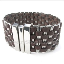 Bracciale In Titanio E Pelle Da Uomo