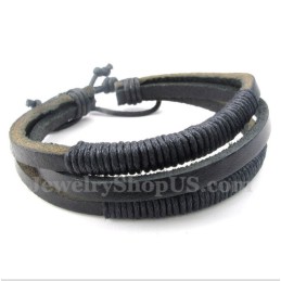 Bracciale In Titanio E Pelle Da Uomo
