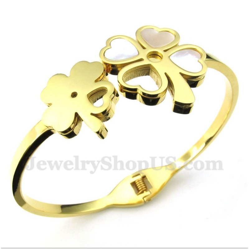 Bracciale Da Uomo In Titanio E Oro Con Trifoglio Bracciale Da Uomo In Titanio E Oro Con Trifoglio