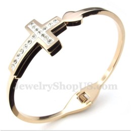 Bracciale Da Uomo In Titanio E Oro Rosa Con Croce