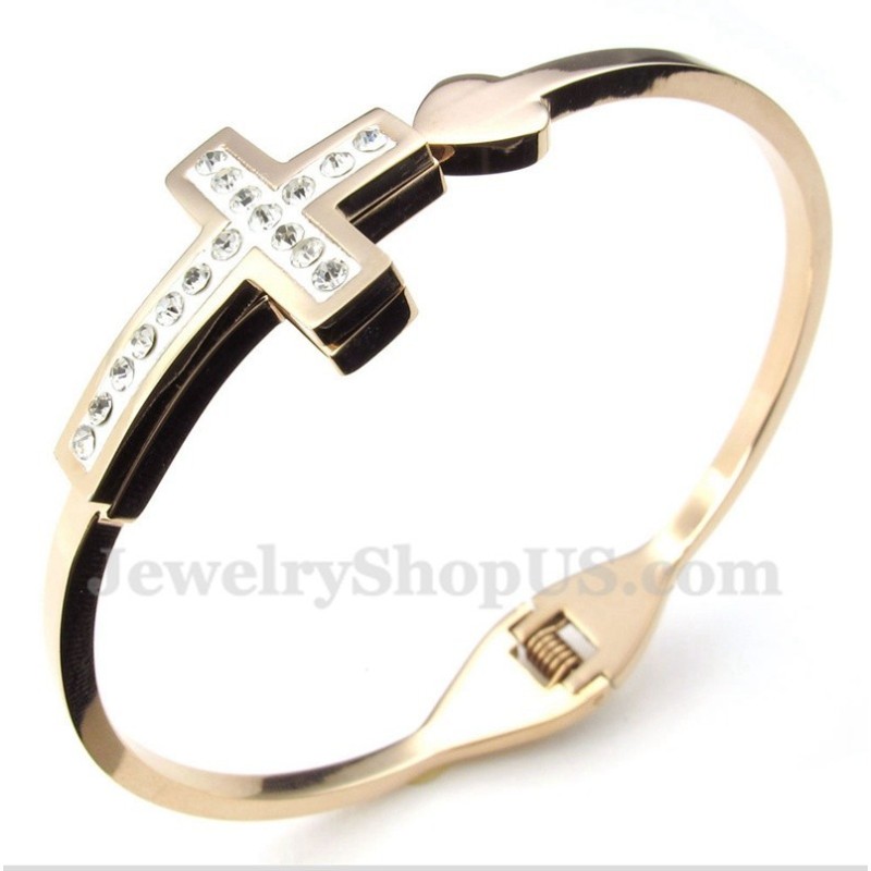 Bracciale Da Uomo In Titanio E Oro Rosa Con Croce Bracciale Da Uomo In Titanio E Oro Rosa Con Croce