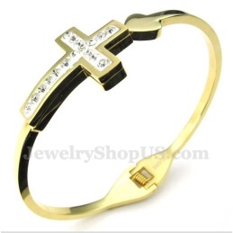Bracciale Da Uomo In Titanio E Oro Con Croce