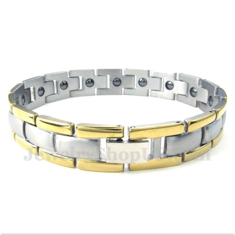 Bracciale Magnetico In Titanio Da Uomo In Oro Bracciale Magnetico In Titanio Da Uomo In Oro