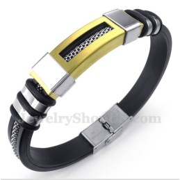 Bracciale Da Uomo In Titanio E Gomma Dorata