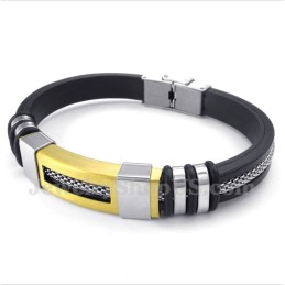 Bracciale Da Uomo In Titanio E Gomma Dorata
