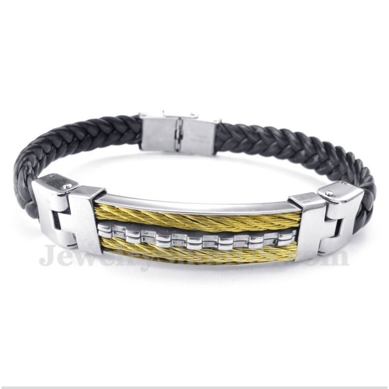 Bracciale In Pelle Di Titanio Da Uomo Bracciale In Pelle Di Titanio Da Uomo