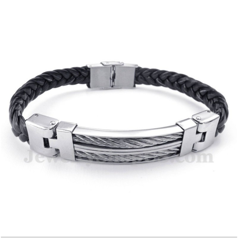 Bracciale In Pelle Di Titanio Da Uomo Bracciale In Pelle Di Titanio Da Uomo