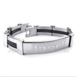 Bracciale Da Uomo In Titanio E Gomma Con Motivo A Meandro Greco