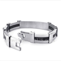 Bracciale Da Uomo In Titanio E Gomma Con Motivo A Meandro Greco
