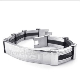 Bracciale Da Uomo In Titanio E Gomma Con Motivo A Meandro Greco