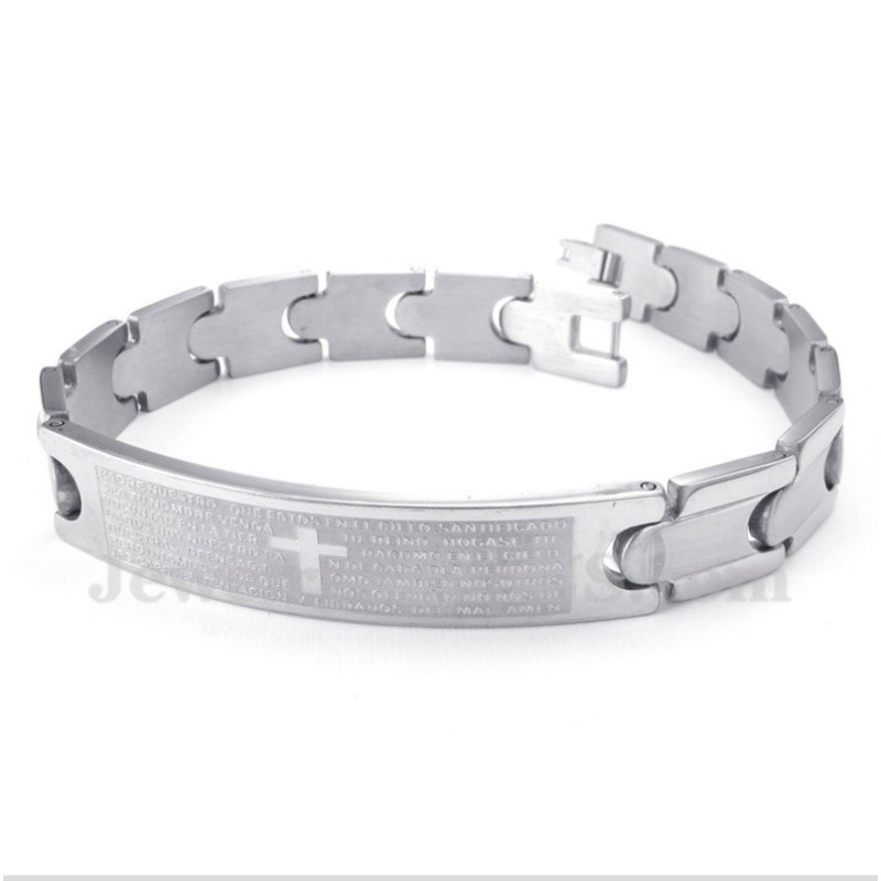 Bracciale Da Uomo In Titanio Con Versetto Della Bibbia In Spagnolo Bracciale Da Uomo In Titanio Con Versetto Della Bibbia In Spagnolo