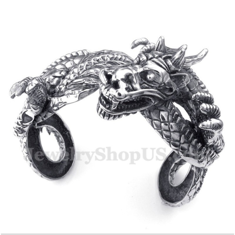 Bracciale Da Uomo In Titanio Fuso Con Drago Bracciale Da Uomo In Titanio Fuso Con Drago