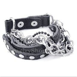 Bracciale In Pelle Di Titanio Da Uomo