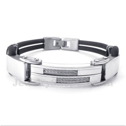 Bracciale In Pelle Con Cavo In Titanio Da Uomo