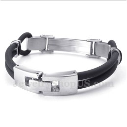 Bracciale In Pelle Con Cavo In Titanio Da Uomo