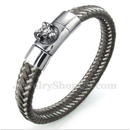 Bracciale In Pelle Con Ciondolo Ariete In Titanio Da Uomo