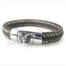 Bracciale In Pelle Con Ciondolo Ariete In Titanio Da Uomo