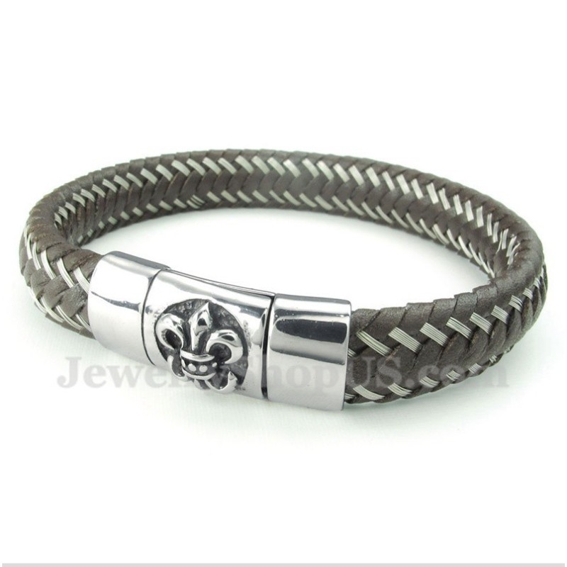 Bracciale Da Uomo In Pelle E Titanio Con Cavo Bracciale Da Uomo In Pelle E Titanio Con Cavo