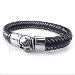 Bracciale Da Uomo In Titanio Con Cavo In Pelle Nera