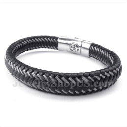 Bracciale Da Uomo In Titanio Con Cavo In Pelle Nera