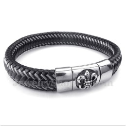 Bracciale Magnetico In Titanio E Pelle Nera Da Uomo