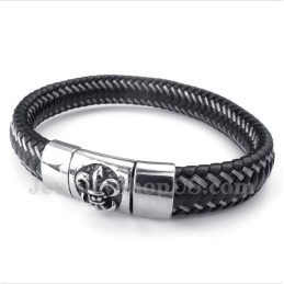 Bracciale Magnetico In Titanio E Pelle Nera Da Uomo