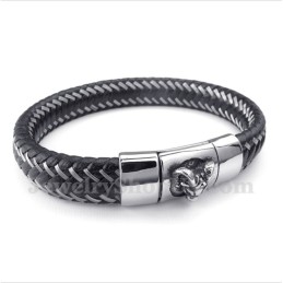 Bracciale Magnetico In Titanio E Pelle Nera Da Uomo