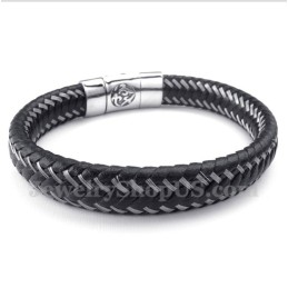 Bracciale Da Uomo In Titanio Con Cavo In Pelle Nera